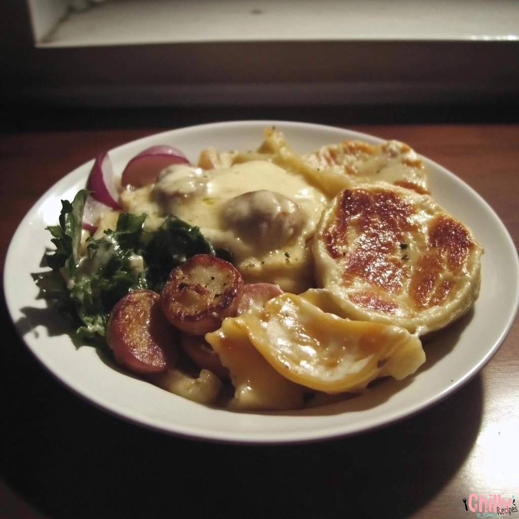 kielbasa and pierogies